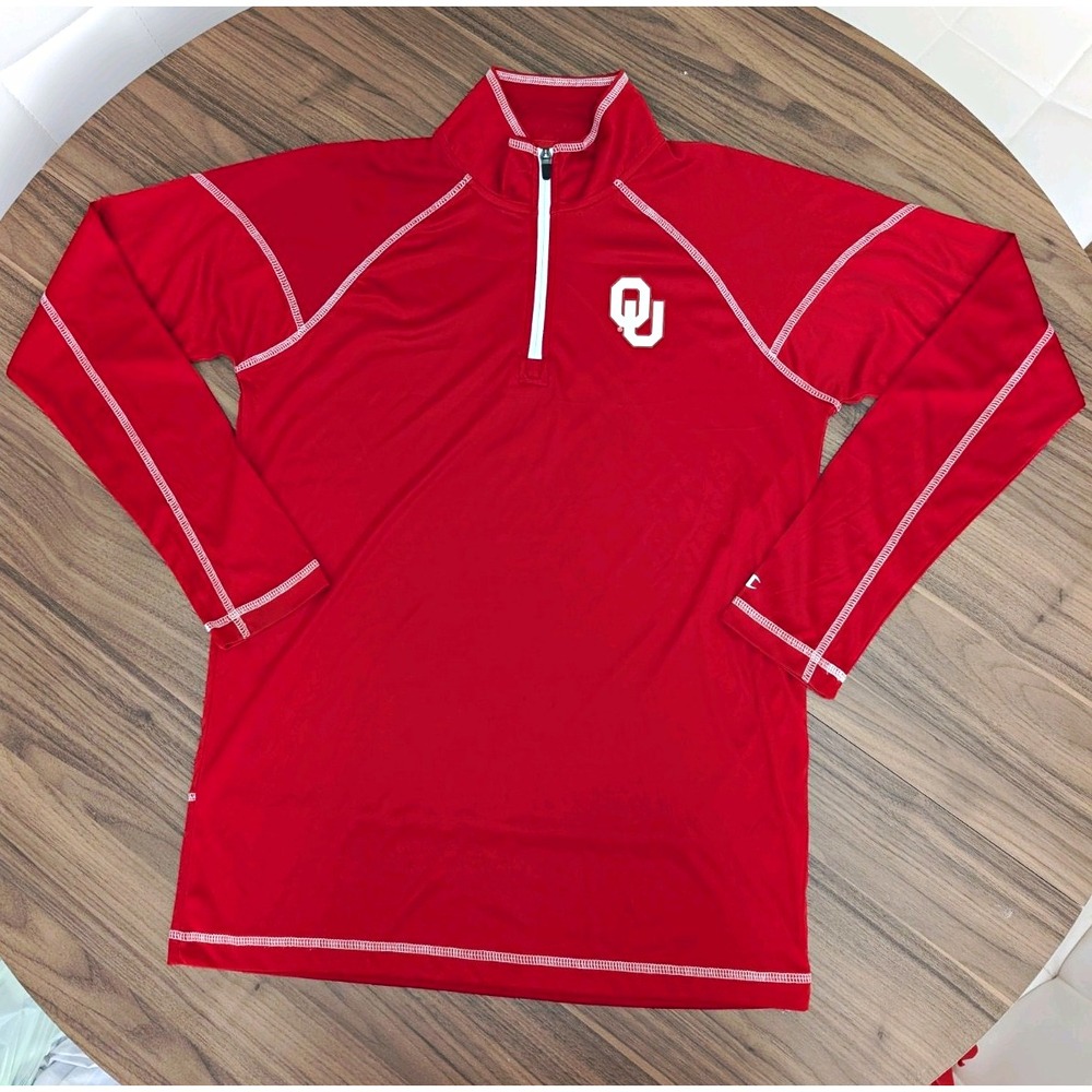 Champion Oklahoma Sooners OU Men's Medium Red 1/4 Zip Pullover Long Sleeve NCAA